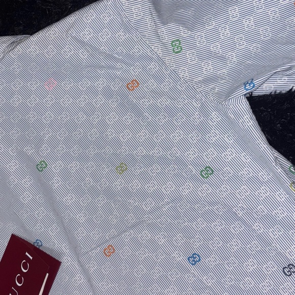 Gucci Blue Striped Cotton Bowling Shirt - Picture 10 of 13